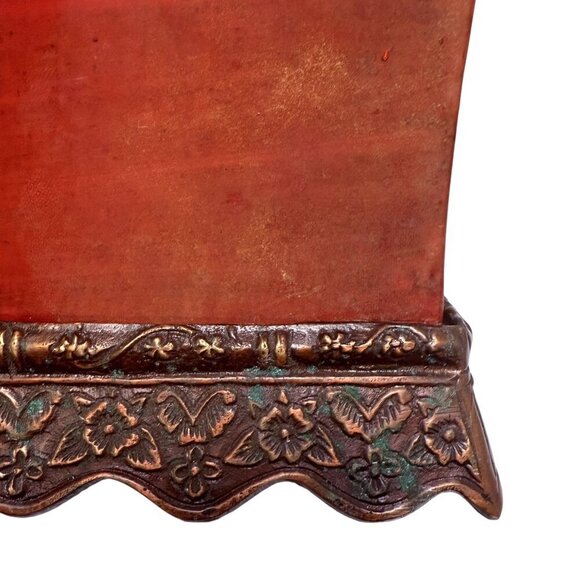 Tracy Porter Planter Red Floral Metalware Handpainted Home Plant Decor - Picture 9 of 12